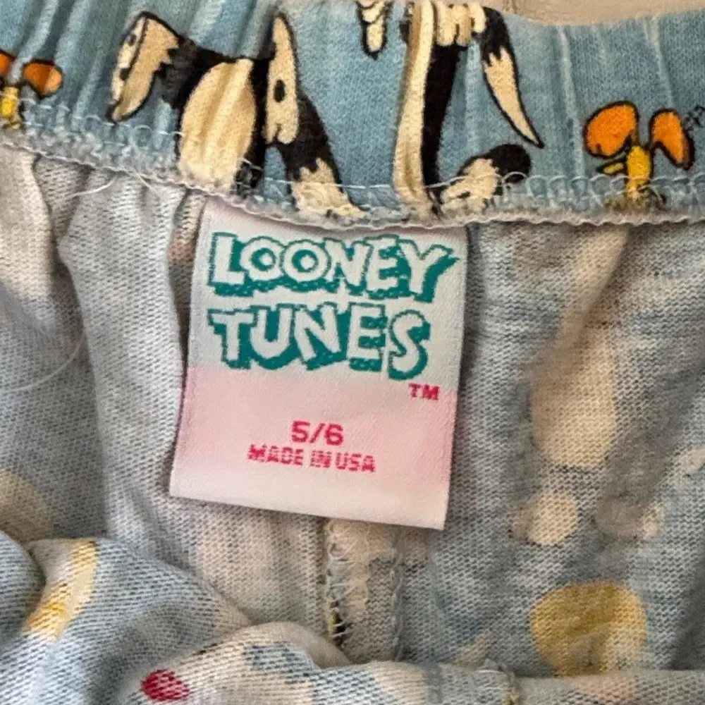 Vintage Warner Bros. Looney Tunes Blue Character Shorts kids 5/6 90s Y2K
